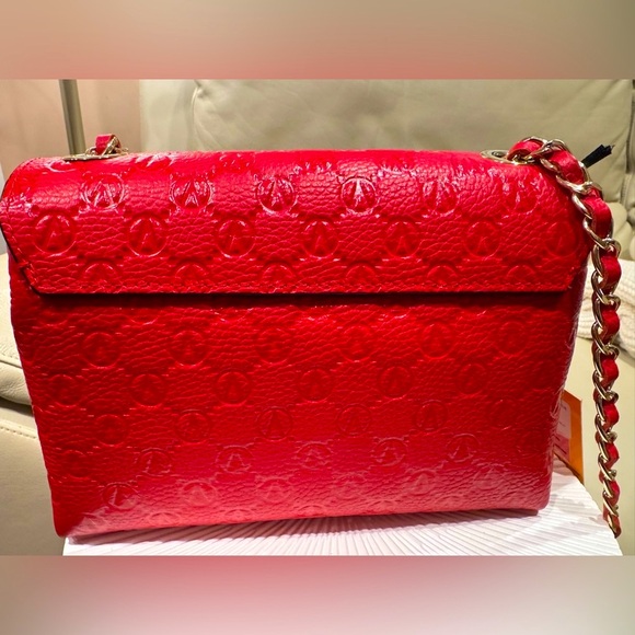Valentino Red Embossed Leather Chain Bag - Picture 3 of 5